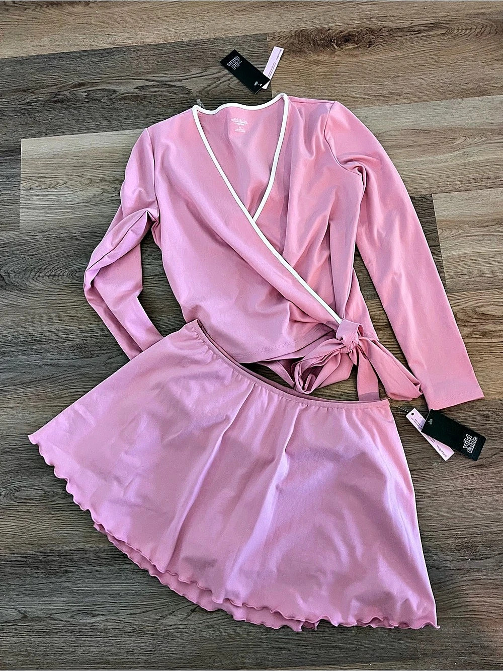 Wild Fable ButterBliss Long Sleeve Deep V-Neck Wrap Top and Skirt Set